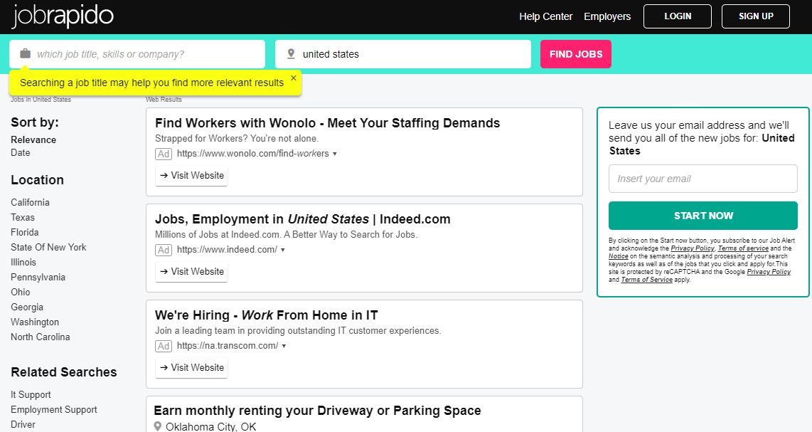 Search For A Job On JobRapido